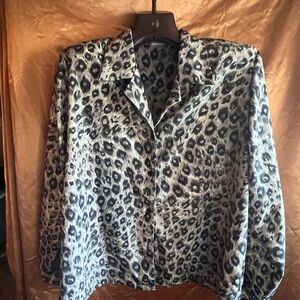 Vintage 80s Leopard Print Women's Top Plus Size